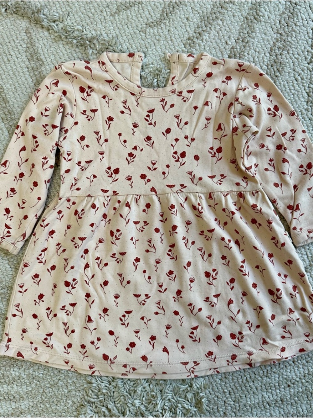 Cream Floral Long Sleeve Dress